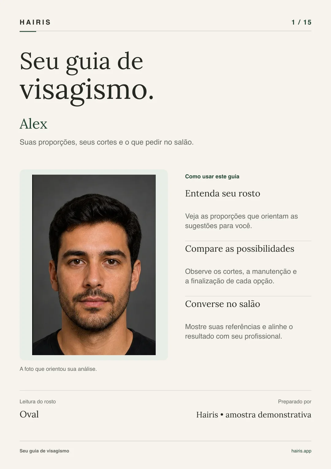 Amostra de PDF Hairis: Seu guia. Uma visão geral para começar a conversa no salão. Conteúdo fictício para demonstração.